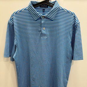 Peter Millar Polo Shirt Adult Medium Blue Striped Crown Crafted Golf Performance